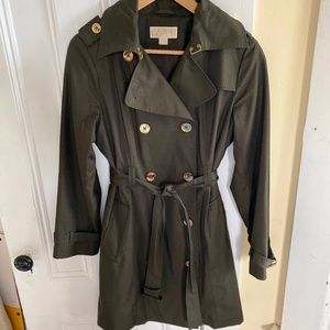 MICHAEL Michael Kors Women’s Utility Belted Trench Coat - Olive Green Large
